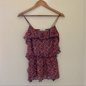 Papaya Floral Spaghetti Strap Peplum Top Size S